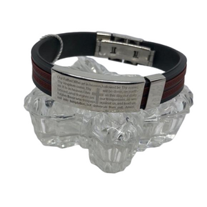 New Steeltime Lord's Prayer Faux Leather Bracelet Unisex